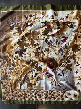 Vintage Capelli  Italian Square Brown Floral Square Scarf